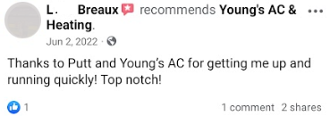 Thaks to Putt and Young's AC for getting me up and running quickly! Top notch!